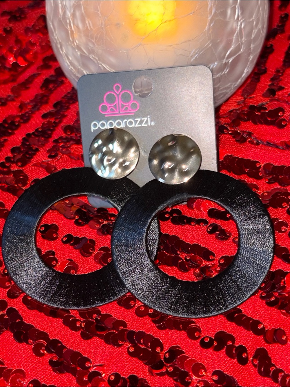 Paparazzi Black and gold post back earrings